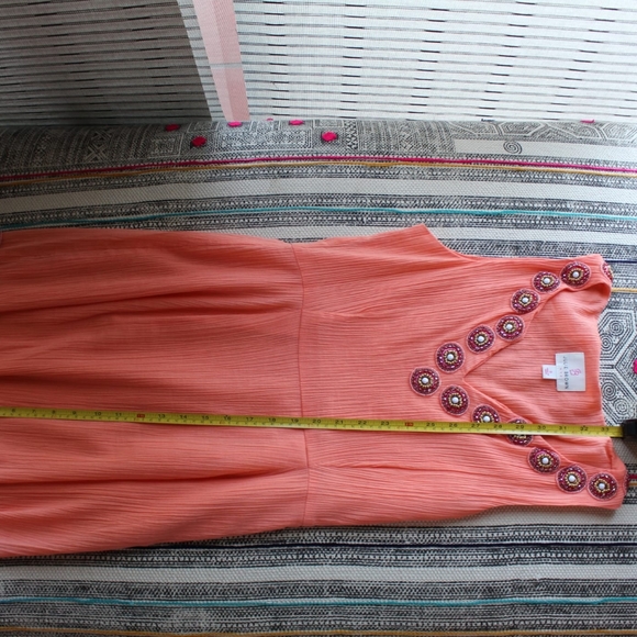 Stunning Tangerine Dress w/Exquisite Beadwork - Picture 8 of 12